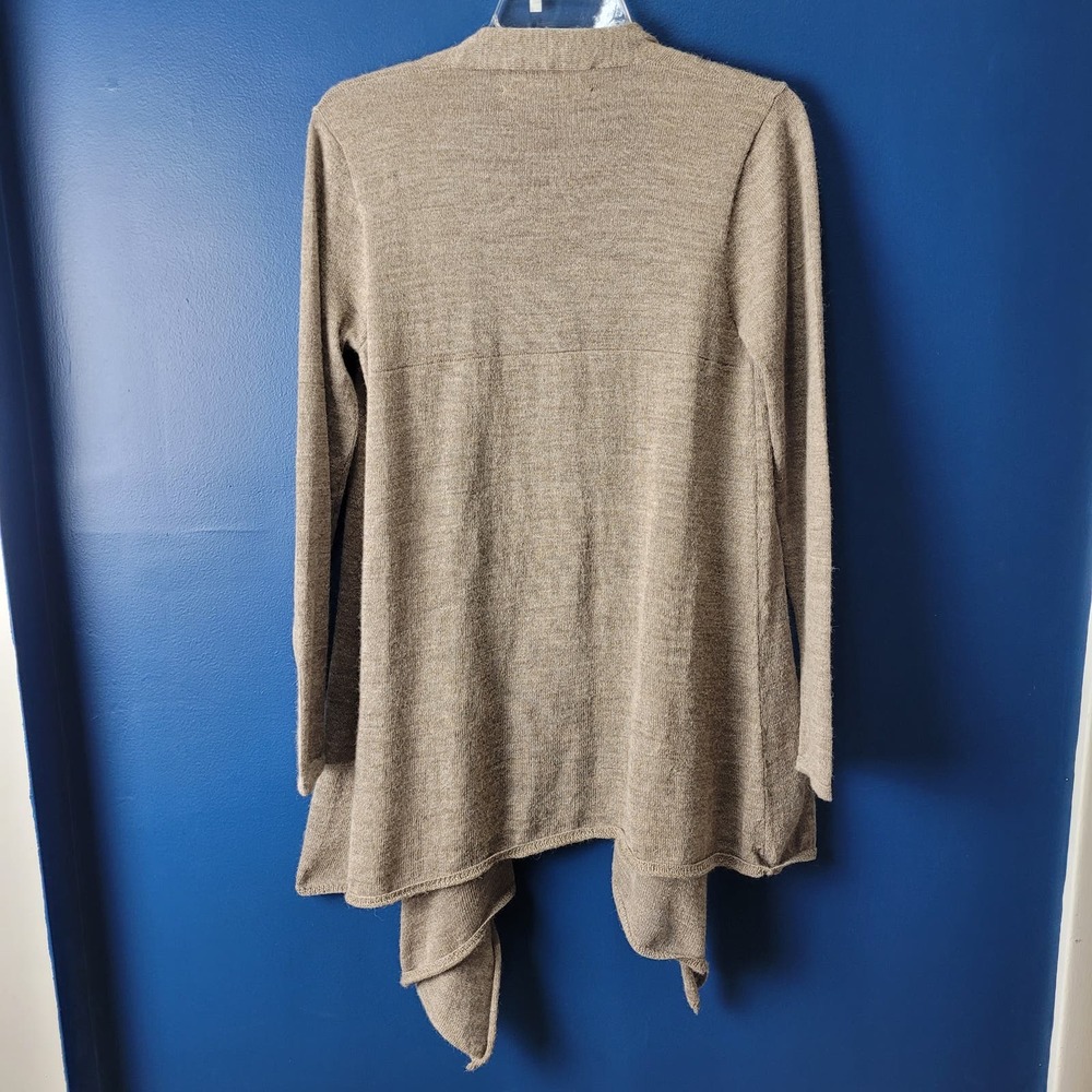 Pure Alpaca 100% Baby Alpaca Waterfall Open Cardigan Sweater M Brown Longline - Picture 12 of 13